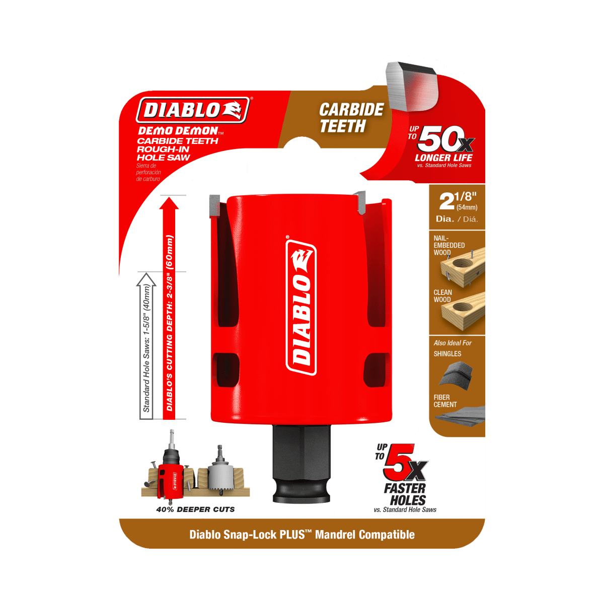 Diablo 2 - 1/8" Demo Demon™ Carbide Teeth Rough - In Hole Saw - AAA Industrial Supply