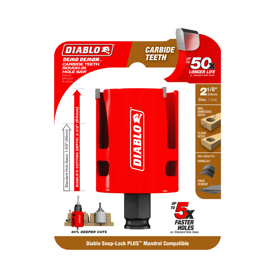 Diablo 2 - 1/8" Demo Demon™ Carbide Teeth Rough - In Hole Saw - AAA Industrial Supply