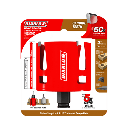 Diablo 3" Demo Demon™ Carbide Teeth Rough - In Hole Saw - AAA Industrial Supply