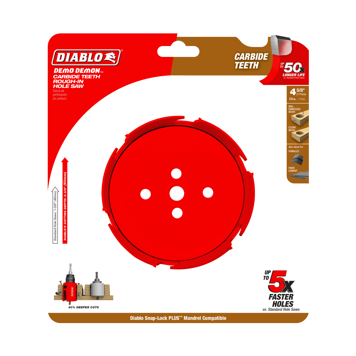 Diablo 4 - 5/8" Demo Demon™ Carbide Teeth Rough - In Hole Saw - AAA Industrial Supply
