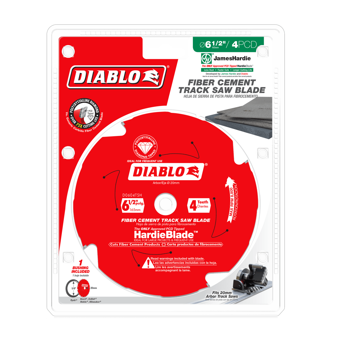 Diablo 6 - 1/2" 4 - Teeth Track Saw Blade for JamesHardie™ and Fiber Cement - AAA Industrial Supply