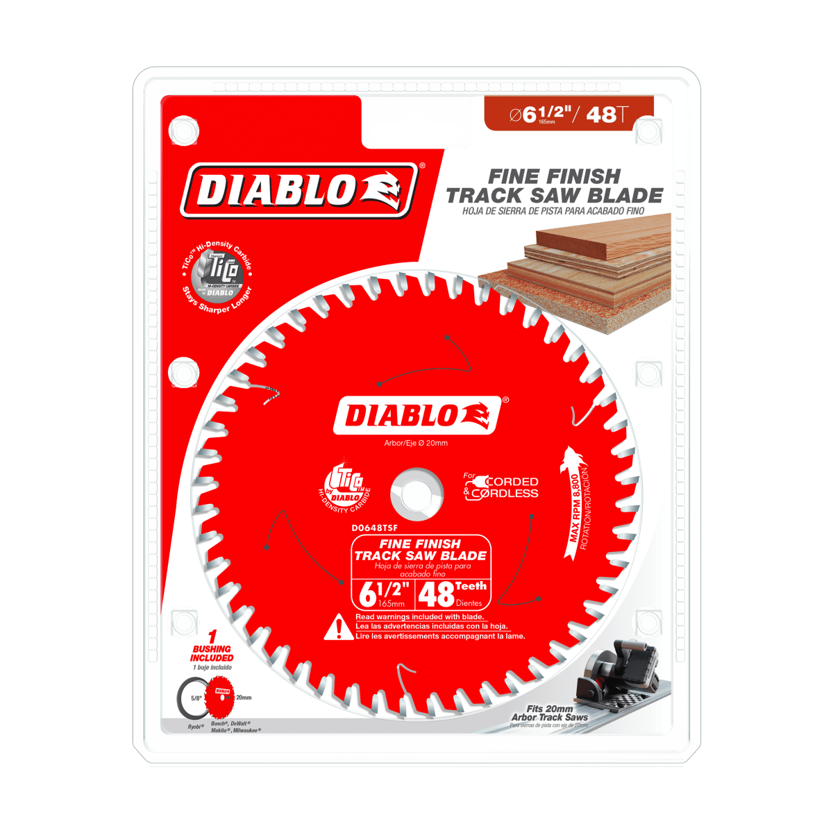 Diablo 6 - 1/2" x 48 - Teeth Track Saw Blade for Fine Finish and Plywood - AAA Industrial Supply