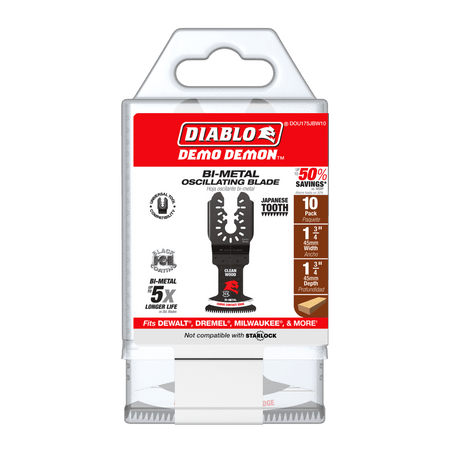 Diablo Demo Demon™ 1 - 3/4" Bi - Metal Oscillating Blades for Clean Wood (10 - pk) - AAA Industrial Supply
