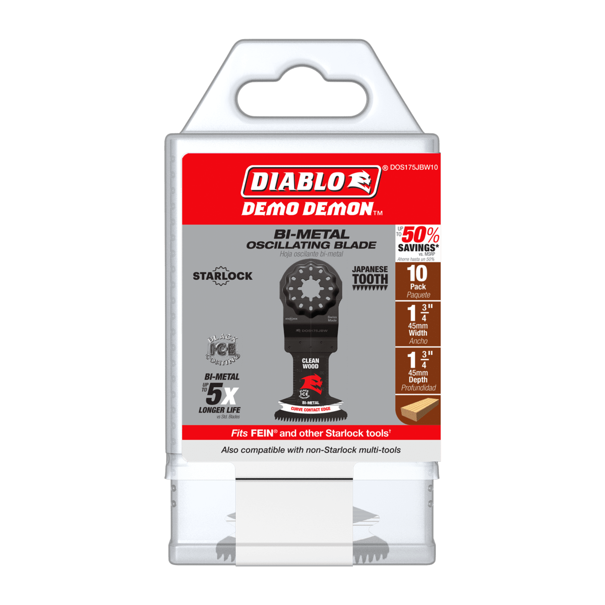 Diablo Demo Demon™ 1 - 3/4" Starlock Bi - Metal Oscillating Blades for Clean Wood (10 - pk) - AAA Industrial Supply