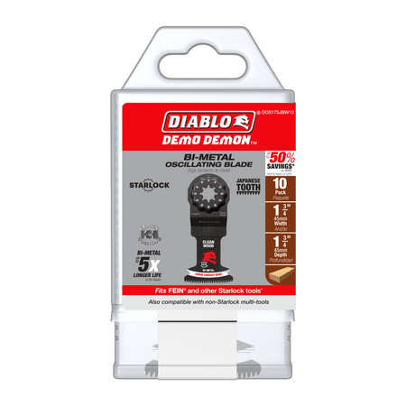Diablo Demo Demon™ 1 - 3/4" Starlock Bi - Metal Oscillating Blades for Clean Wood (10 - pk) - AAA Industrial Supply
