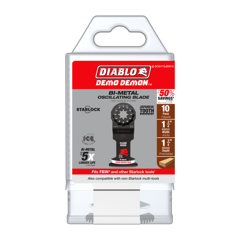 Diablo Demo Demon™ 1 - 3/4" Starlock Bi - Metal Oscillating Blades for Clean Wood (10 - pk) - AAA Industrial Supply