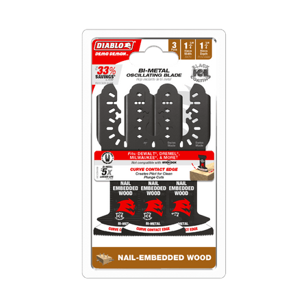Diablo Demo Demon™ 1 - 3/4" Starlock Bi - Metal Oscillating Blades for Clean Wood (3 - pk) - AAA Industrial Supply