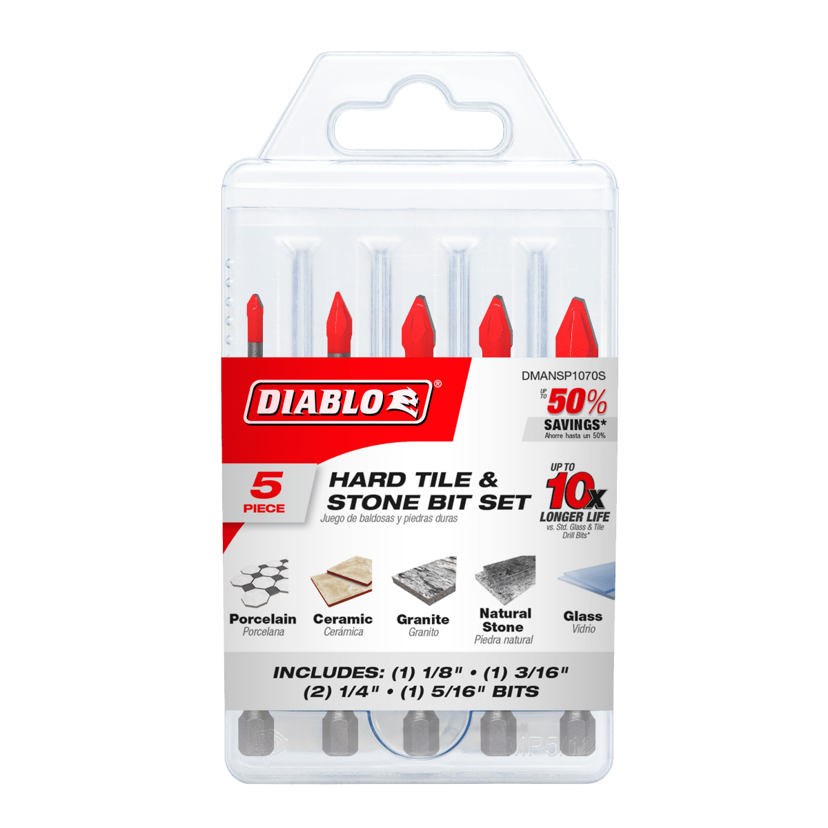 Diablo Hard Tile & Stone Carbide Tipped Drill Bit Set (5 - pc) - AAA Industrial Supply