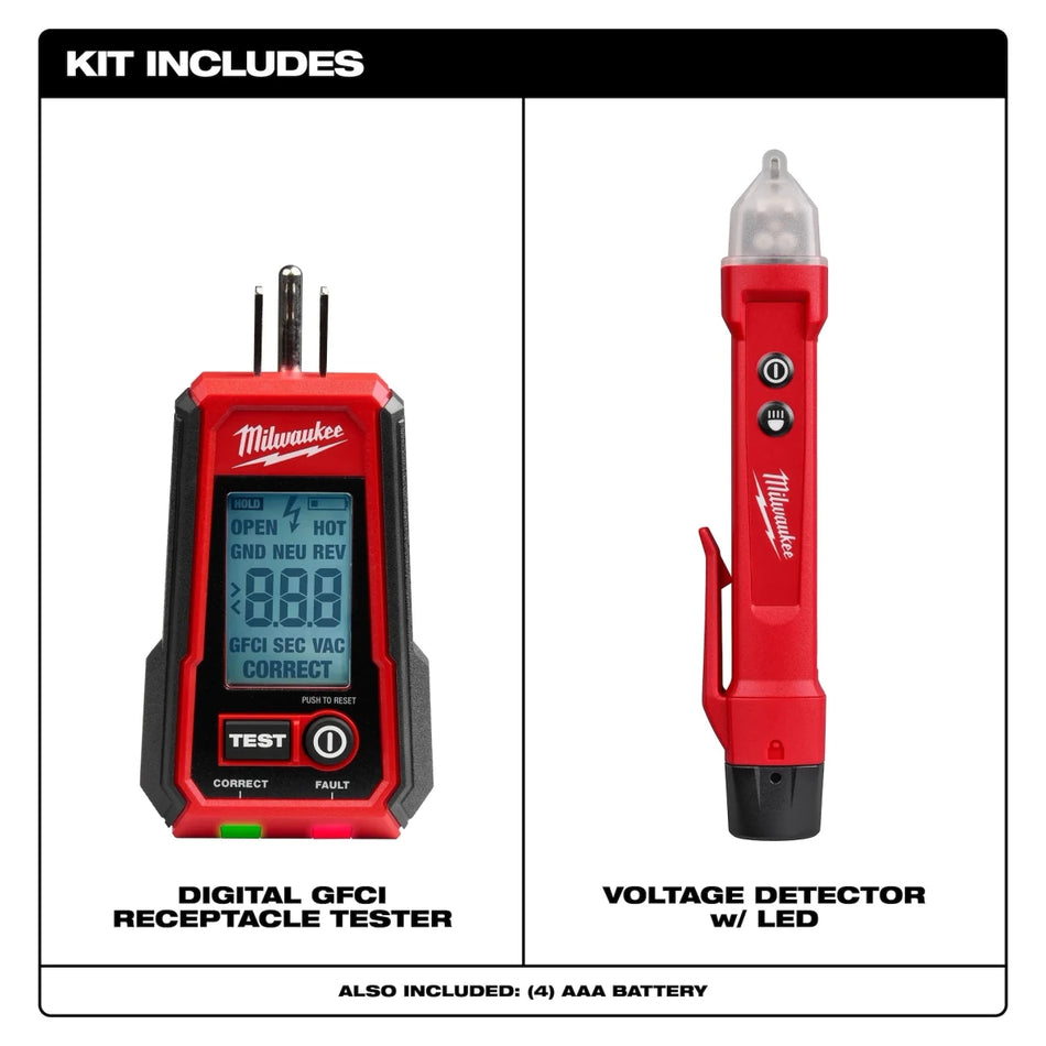 Digital GFCI Receptacle Tester and Voltage Detector w/ LED - AAA Industrial Supply