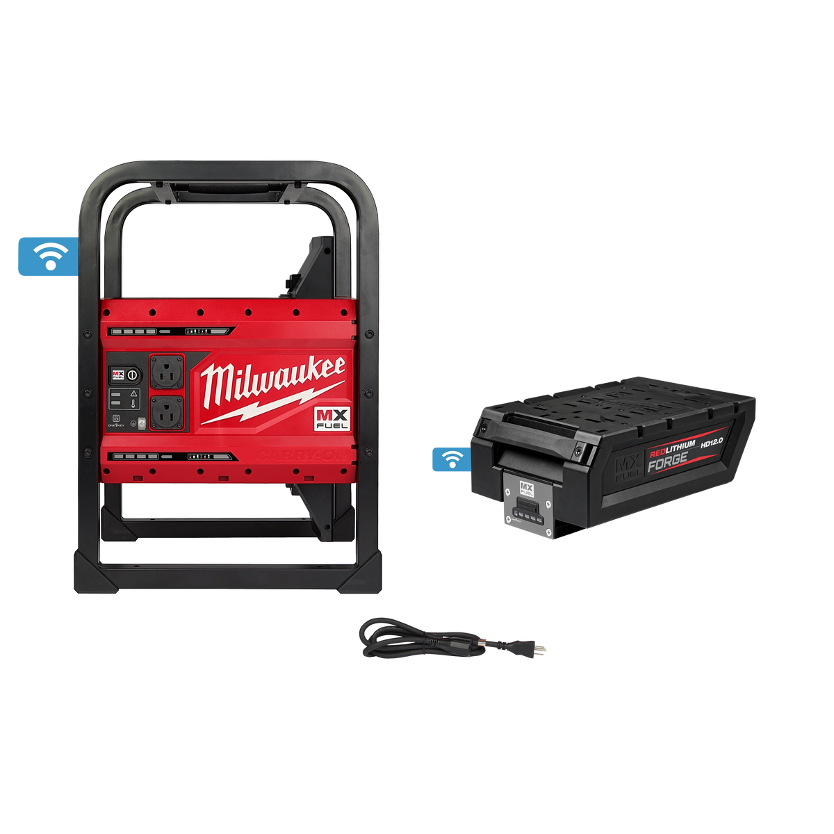 Milwaukee MX FUEL™ CARRY-ON™ 3600W/1800W Power Supply and Charger with MX FUEL™ REDLITHIUM™ FORGE™ HD12.0