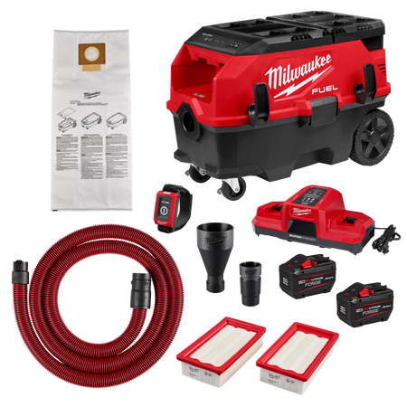 Milwaukee M18 FUEL™ 9 Gallon Dual Battery Dust Extractor w/ PACKOUT™ Compatibility and VACLINK™ Kit