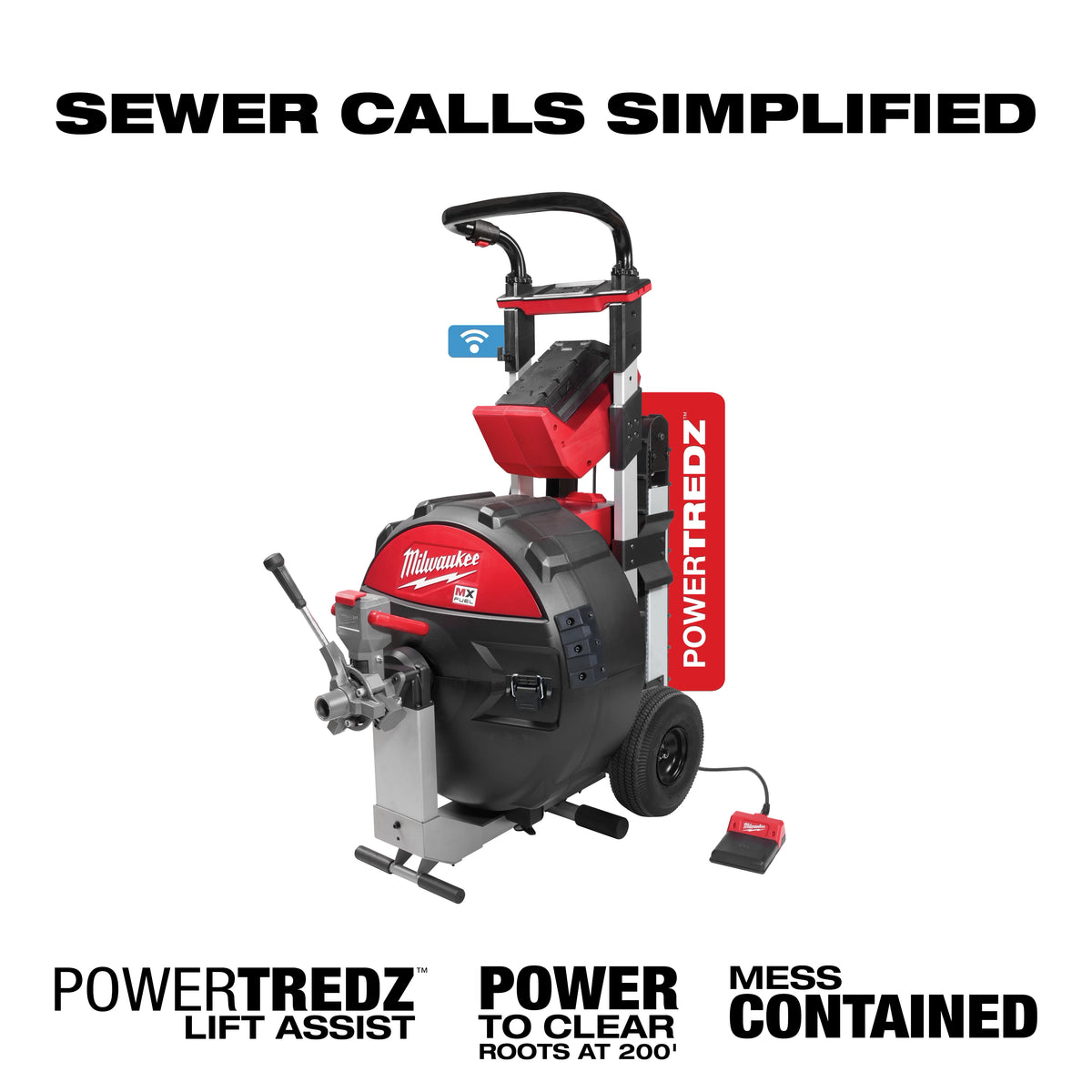 Milwaukee MX FUEL™ Sewer Drum Machine w/ POWERTREDZ™ for 5/8“ - ¾“ Cable Kit