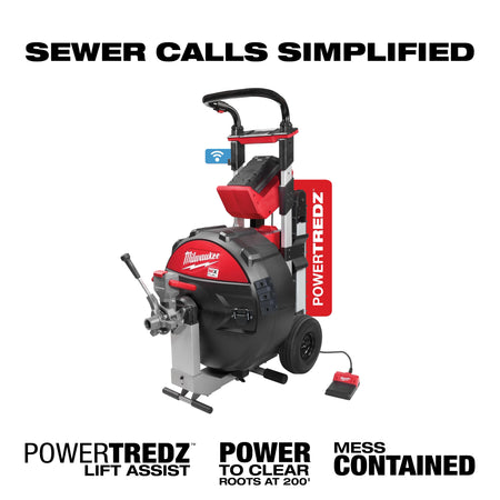 Milwaukee MX FUEL™ Sewer Drum Machine w/ POWERTREDZ™ for 5/8“ - ¾“ Cable Kit