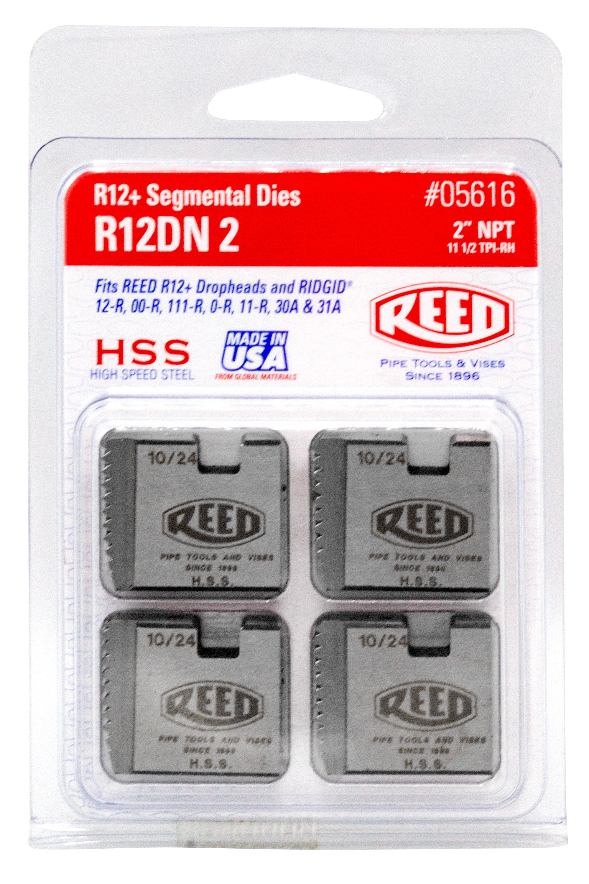 R12+ Segmental Die, 2 in Pipe, NPT Thread, HSS