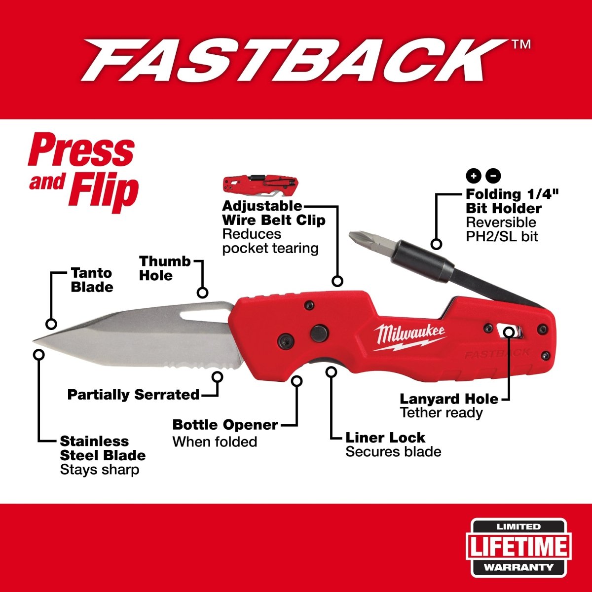 FASTBACK™ 5in1 Folding Knife - AAA Industrial Supply