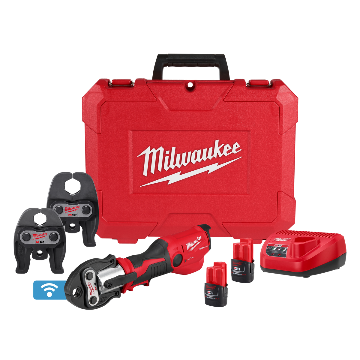 Milwaukee M12™ FORCE LOGIC™ Press Tool Kit w/ ONE‑KEY™ with 1/2" – 1" CTS‑V Jaws
