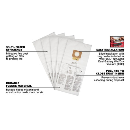 Fleece Dust Bags (5PK) - 12 Gallon - AAA Industrial Supply