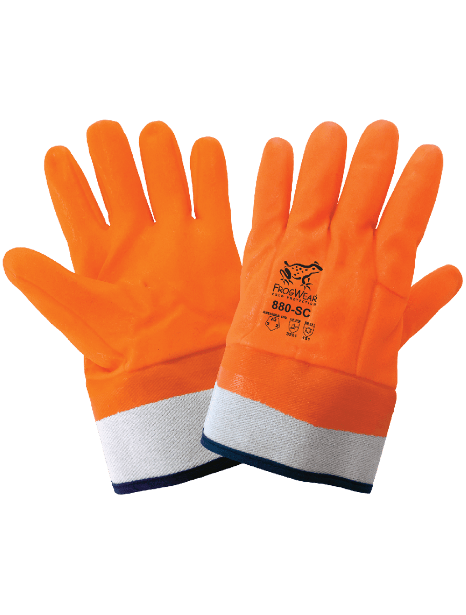 FrogWear® Cold Protection High - Visibility Insulated Double - Coated PVC Waterproof Chemical Gloves with Cut, Abrasion, and Puncture Resistance - 880 - SC - AAA Industrial Supply