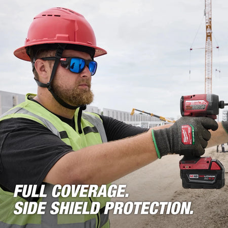 Full Frame Safety Glasses with Removable Side Shields – Blue Mirrored Anti-Scratch Lenses - AAA Industrial Supply