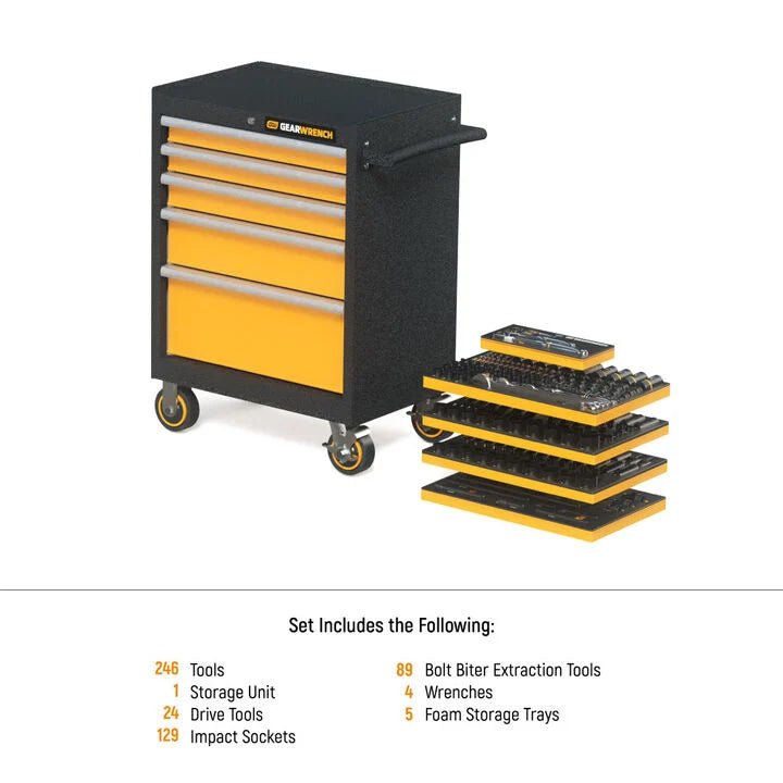 GEARWRENCH 247 Piece MEGAMOD Mechanics Tool Set in Modular Foam Trays With Storage Unit - AAA Industrial Supply