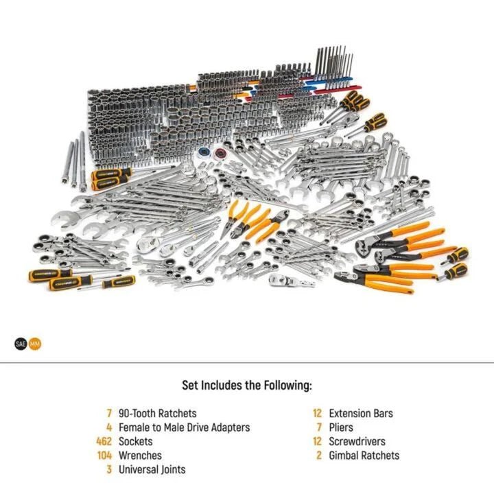 GEARWRENCH 614 Piece MEGAMOD Master Mechanics Hand Tool Set with Modular Foam Trays and Mobile Work Station - AAA Industrial Supply