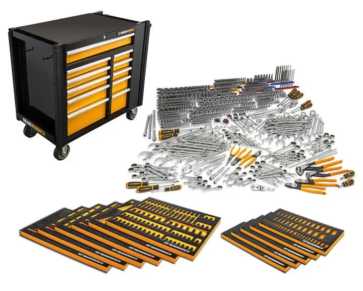 GEARWRENCH 614 Piece MEGAMOD Master Mechanics Hand Tool Set with Modular Foam Trays and Mobile Work Station - AAA Industrial Supply