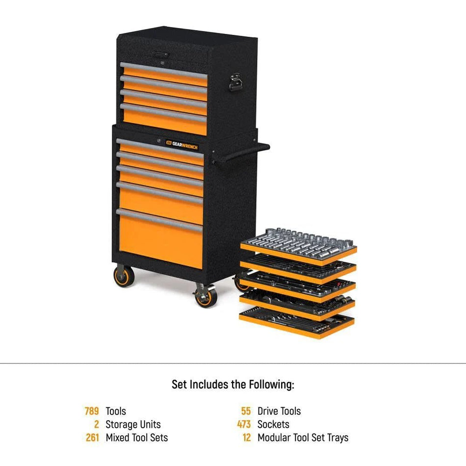 GEARWRENCH 791 Piece MEGAMOD Master Mechanics Tool Set in Premium Modular Foam Trays with Tool Storage - AAA Industrial Supply