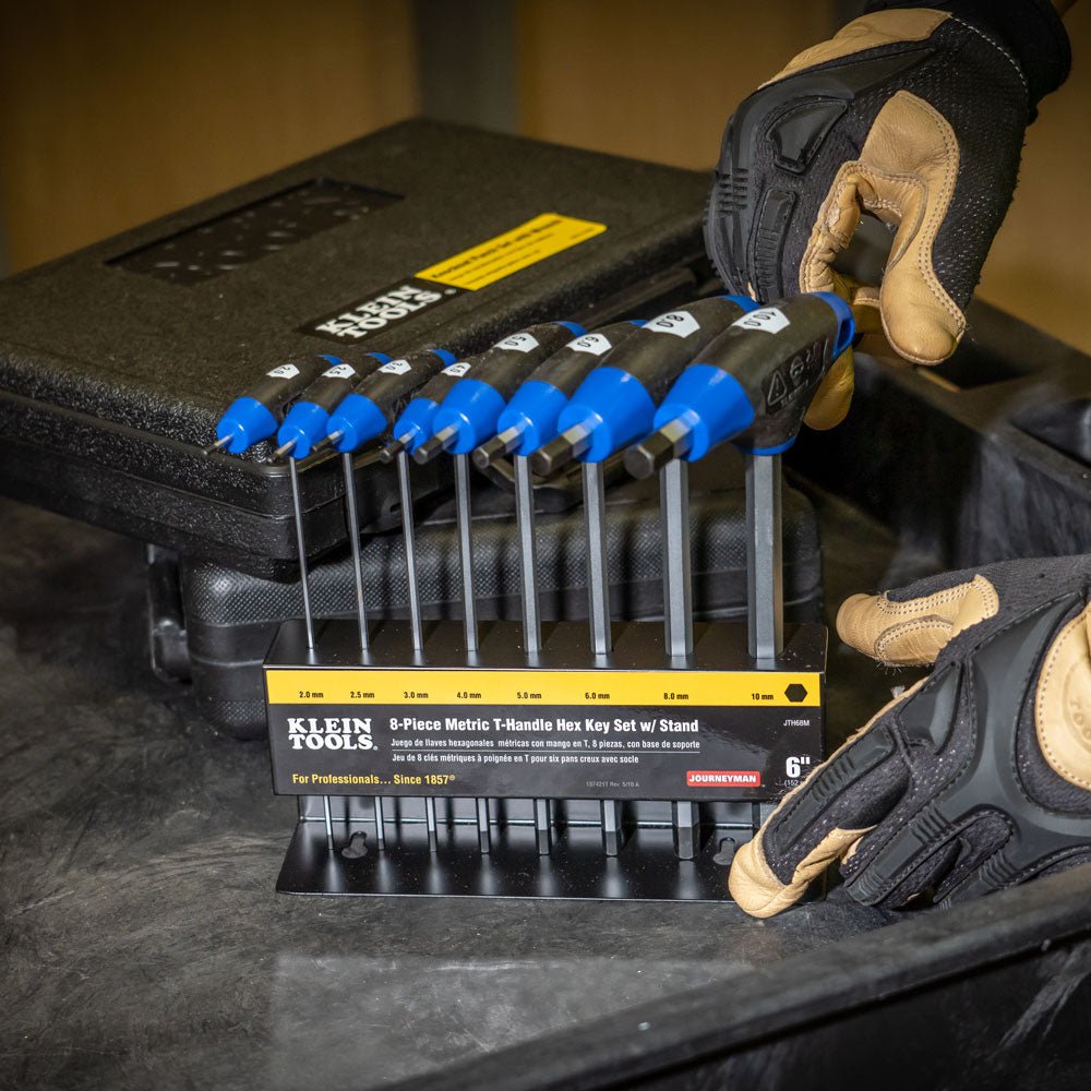 Hex Key Set, Metric, Journeyman™ T - Handle, 6 - Inch with Stand, 8 - Piece - AAA Industrial Supply