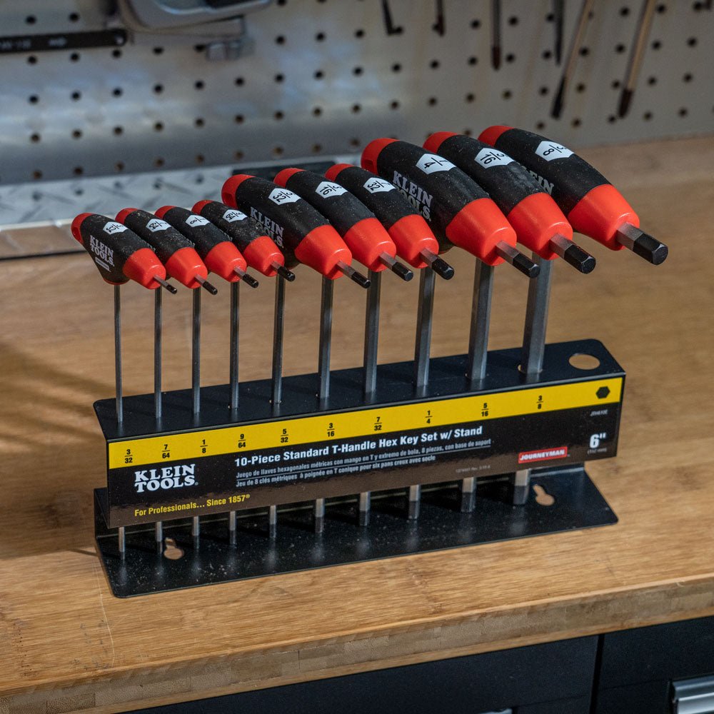 Hex Key Set, SAE T - Handle, 6 - Inch, with Stand, 10 - Piece - AAA Industrial Supply