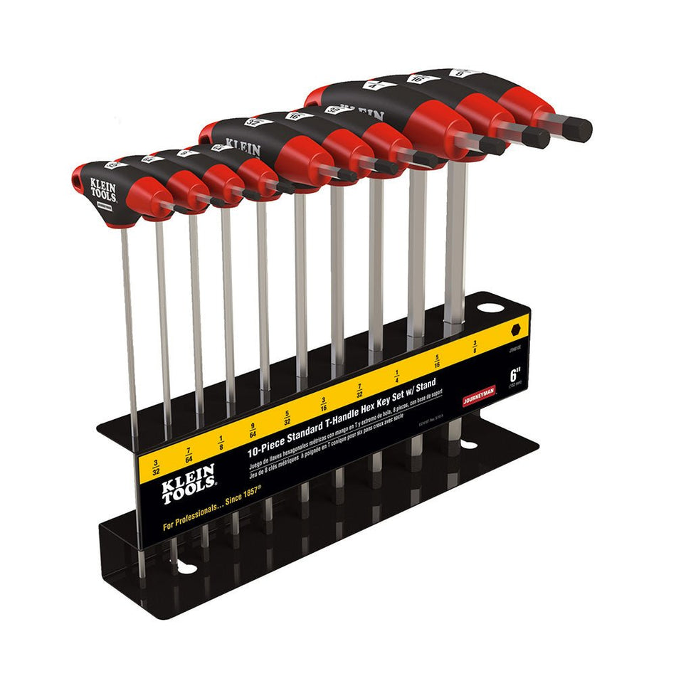 Hex Key Set, SAE, T - Handle, 9 - Inch with Stand, 10 - Piece - AAA Industrial Supply