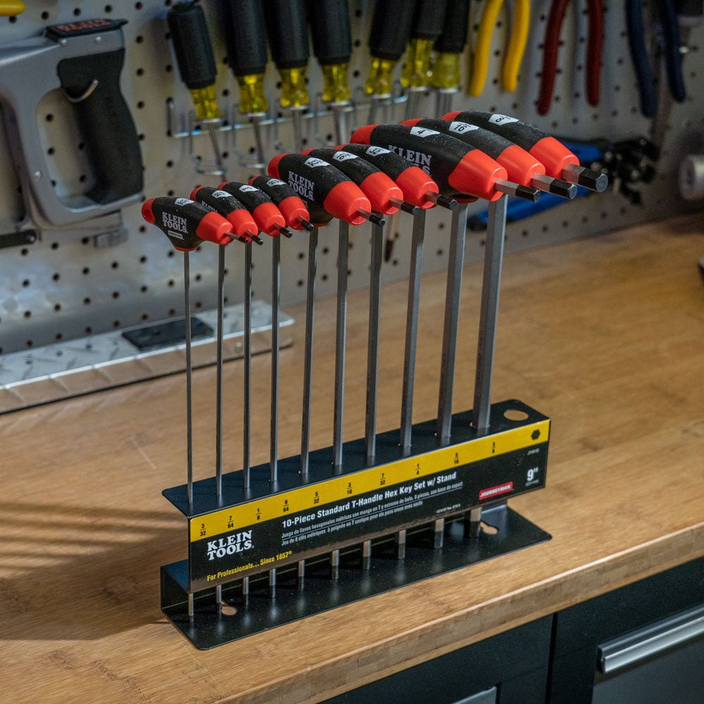 Hex Key Set, SAE, T - Handle, 9 - Inch with Stand, 10 - Piece - AAA Industrial Supply
