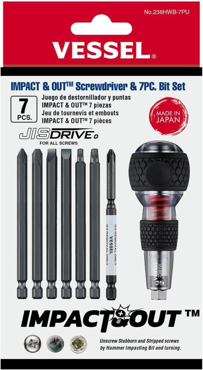 Impact & Out Screwdriver with 7pcs bits and Pouch - AAA Industrial Supply