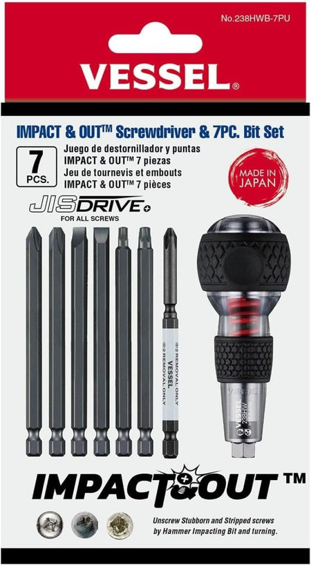 Impact & Out Screwdriver with 7pcs bits and Pouch - AAA Industrial Supply