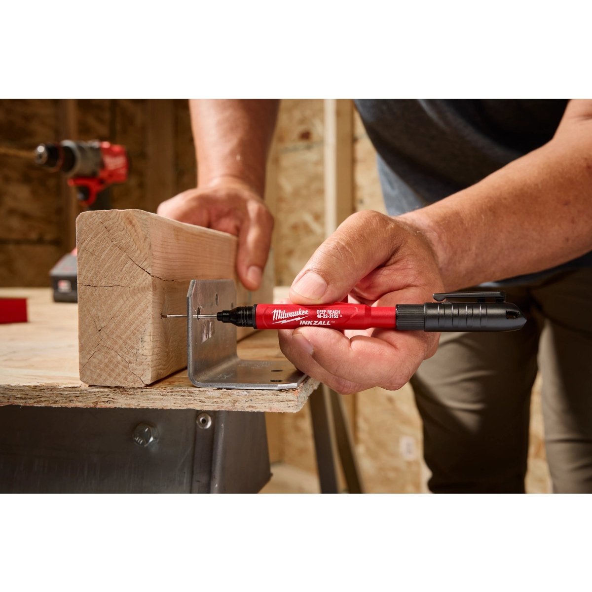 INKZALL™ 2IN1 Deep Reach Ultra Fine Point Black Jobsite Marker - AAA Industrial Supply