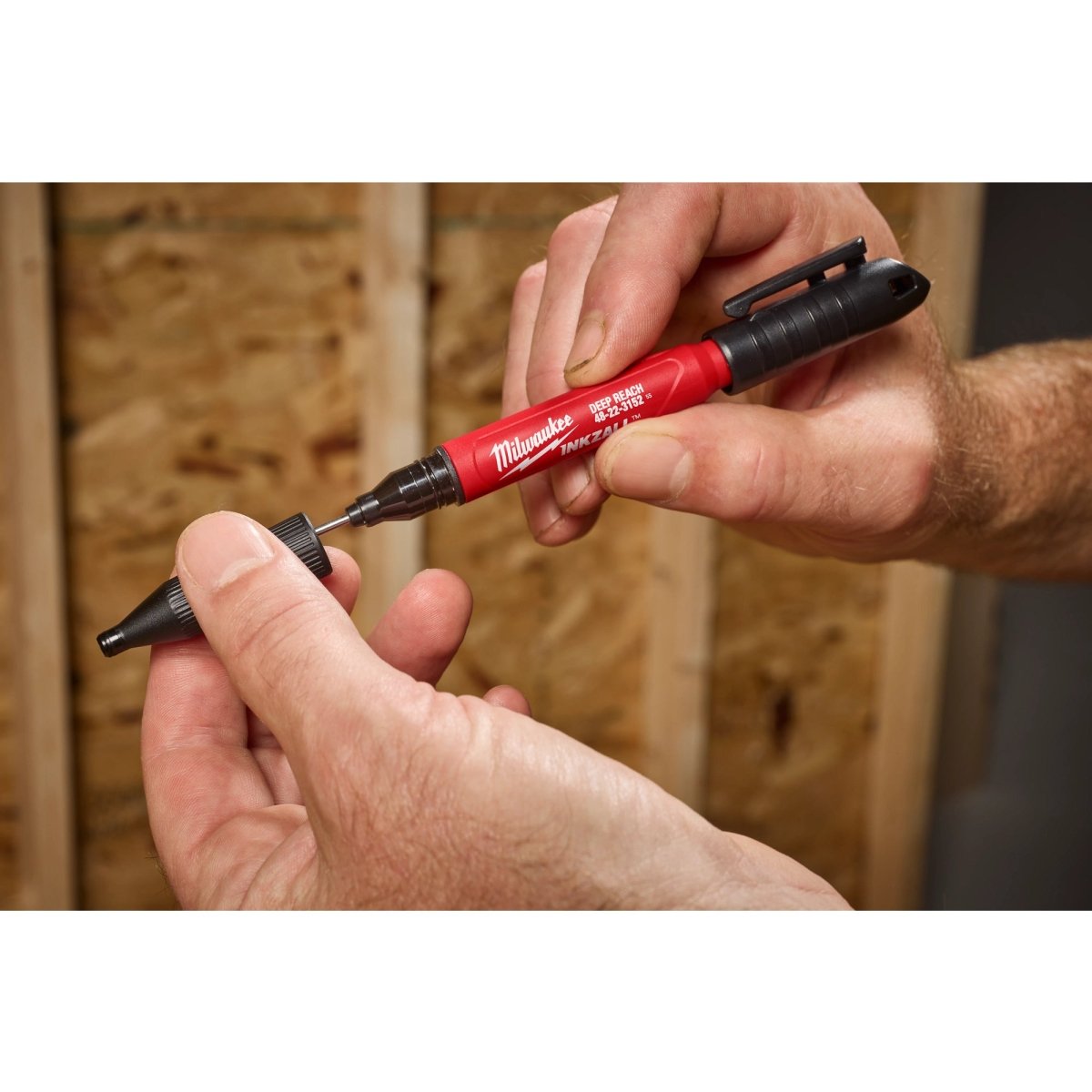 INKZALL™ 2IN1 Deep Reach Ultra Fine Point Black Jobsite Marker - AAA Industrial Supply