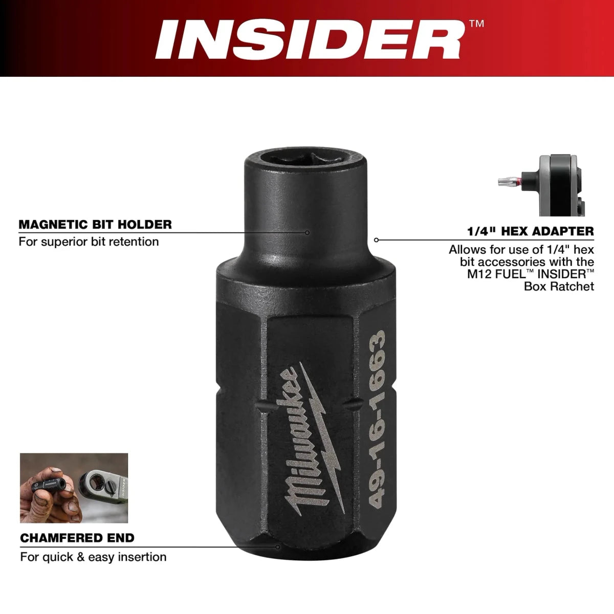 INSIDER™ Box Ratchet 1/4" Hex Adapter - AAA Industrial Supply