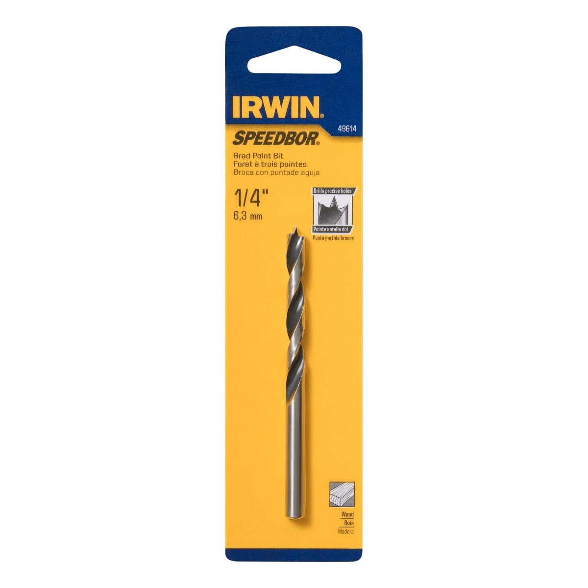 Irwin Brad Point Drill Bit, 1/4" - AAA Industrial Supply