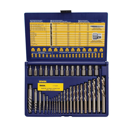 Irwin Hanson Screw Extractor And Drill Bit Set, 35 - Piece - AAA Industrial Supply