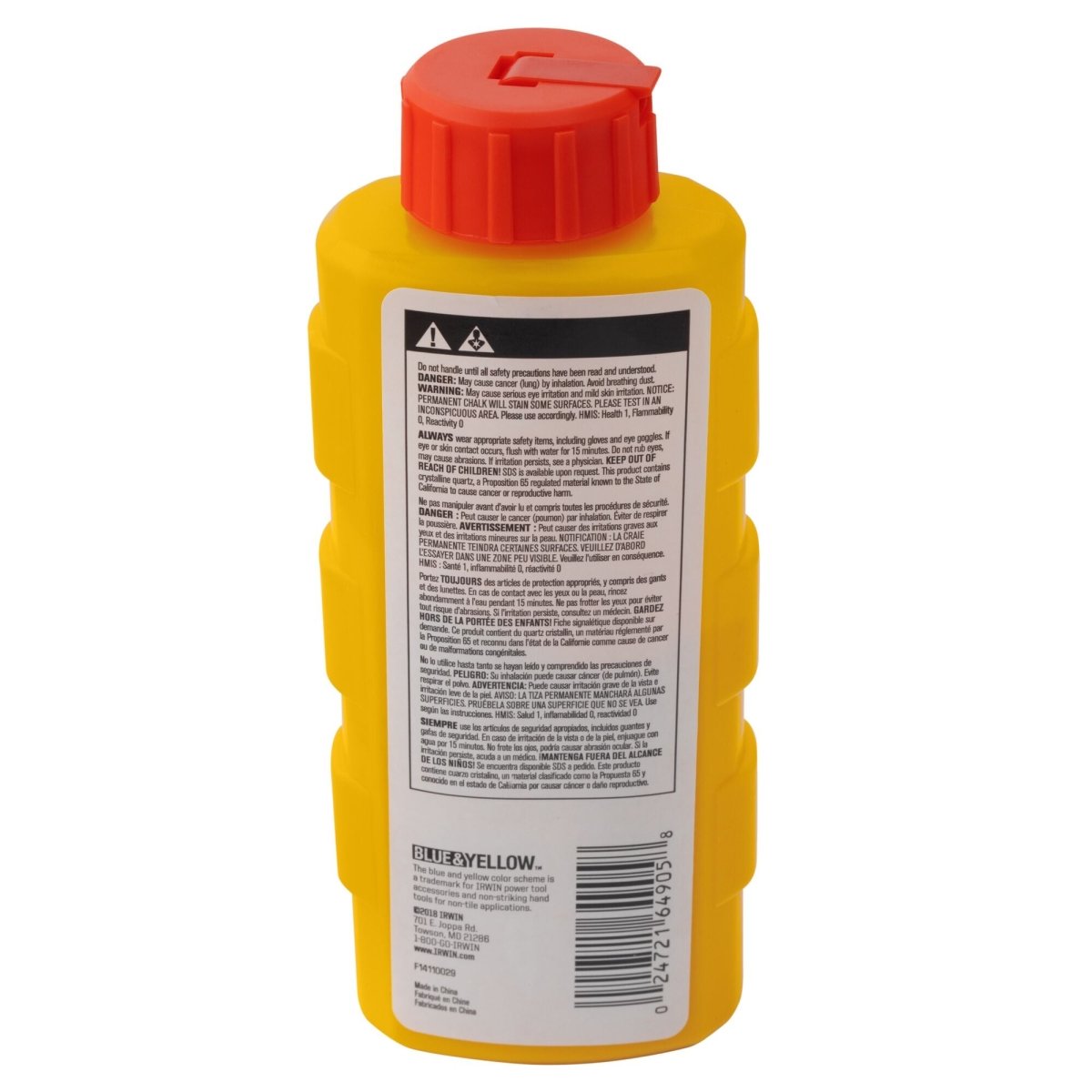 Irwin Strait - Line High - Visibility Marking Chalk, 8 - Ounce, Orange - AAA Industrial Supply