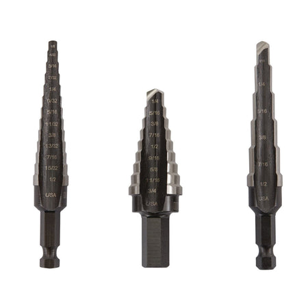Irwin Unibit High - Speed Steel Fractional Self - Starting Step Drill Bit Set, 1, 2 And 3 (10502Zr) - AAA Industrial Supply