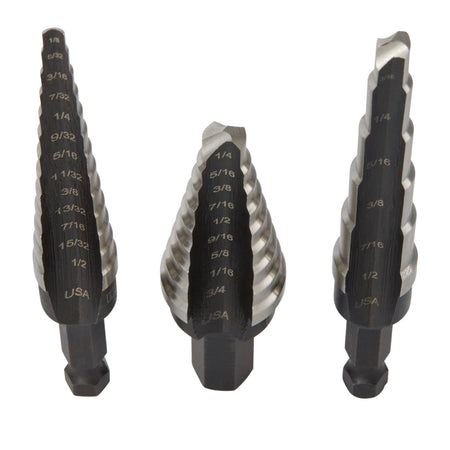Irwin Unibit High - Speed Steel Fractional Self - Starting Step Drill Bit Set, 1, 2 And 3 (10502Zr) - AAA Industrial Supply