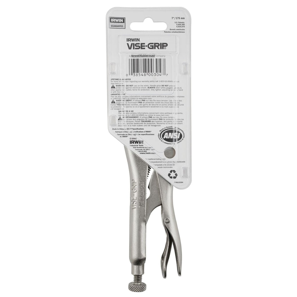 Irwin Vise - Grip Locking Pliers, Original, Straight Jaw, 7 - Inch - AAA Industrial Supply