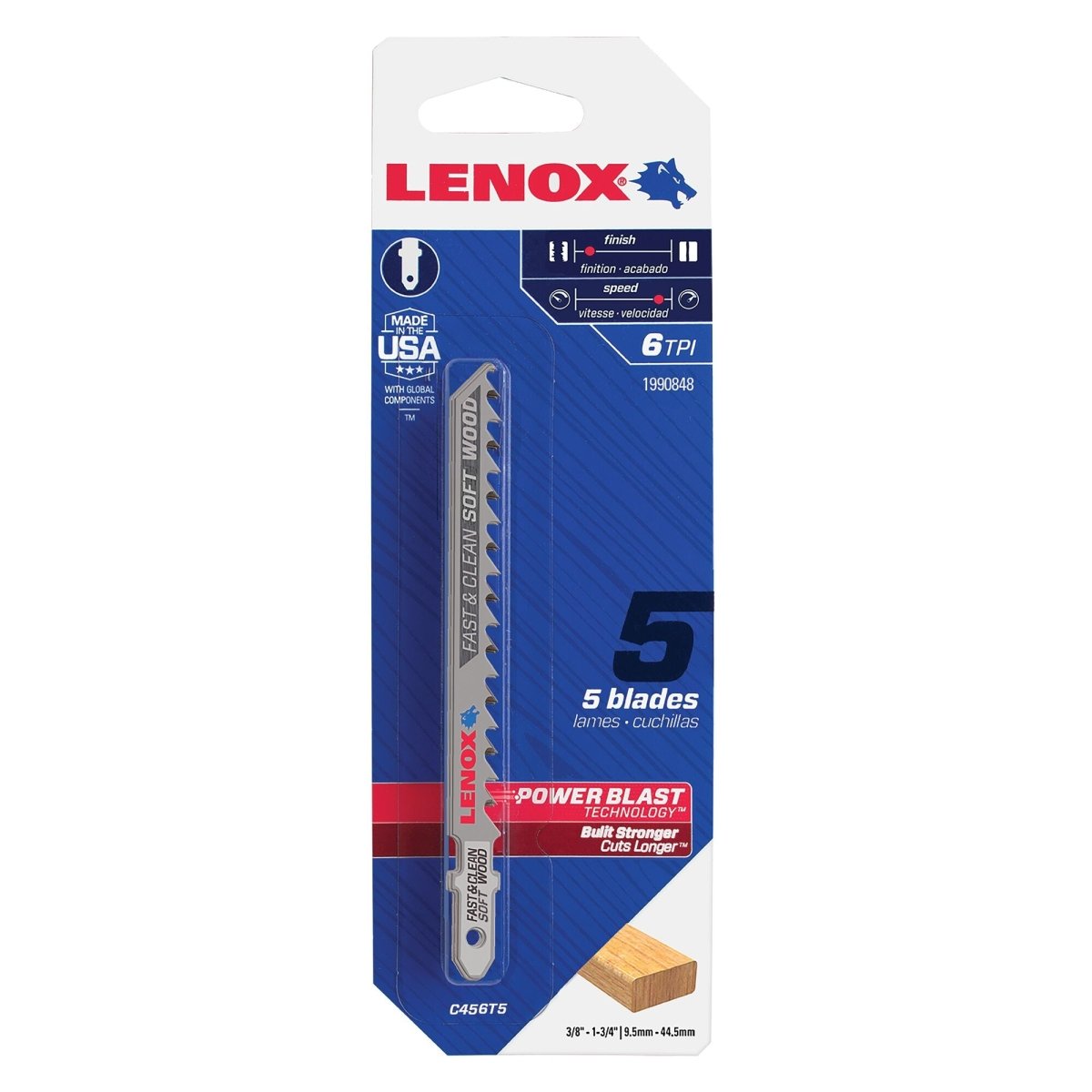Lenox T - Shank Clean Wood Cutting Jig Saw Blade, 4" X 5/16" 6 Tpi, 5 Pack - AAA Industrial Supply