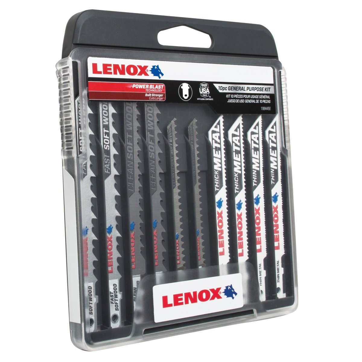 Lenox T - Shank General Purpose Jig Saw Blade Kit With Hard Case, 10 - Piece - AAA Industrial Supply