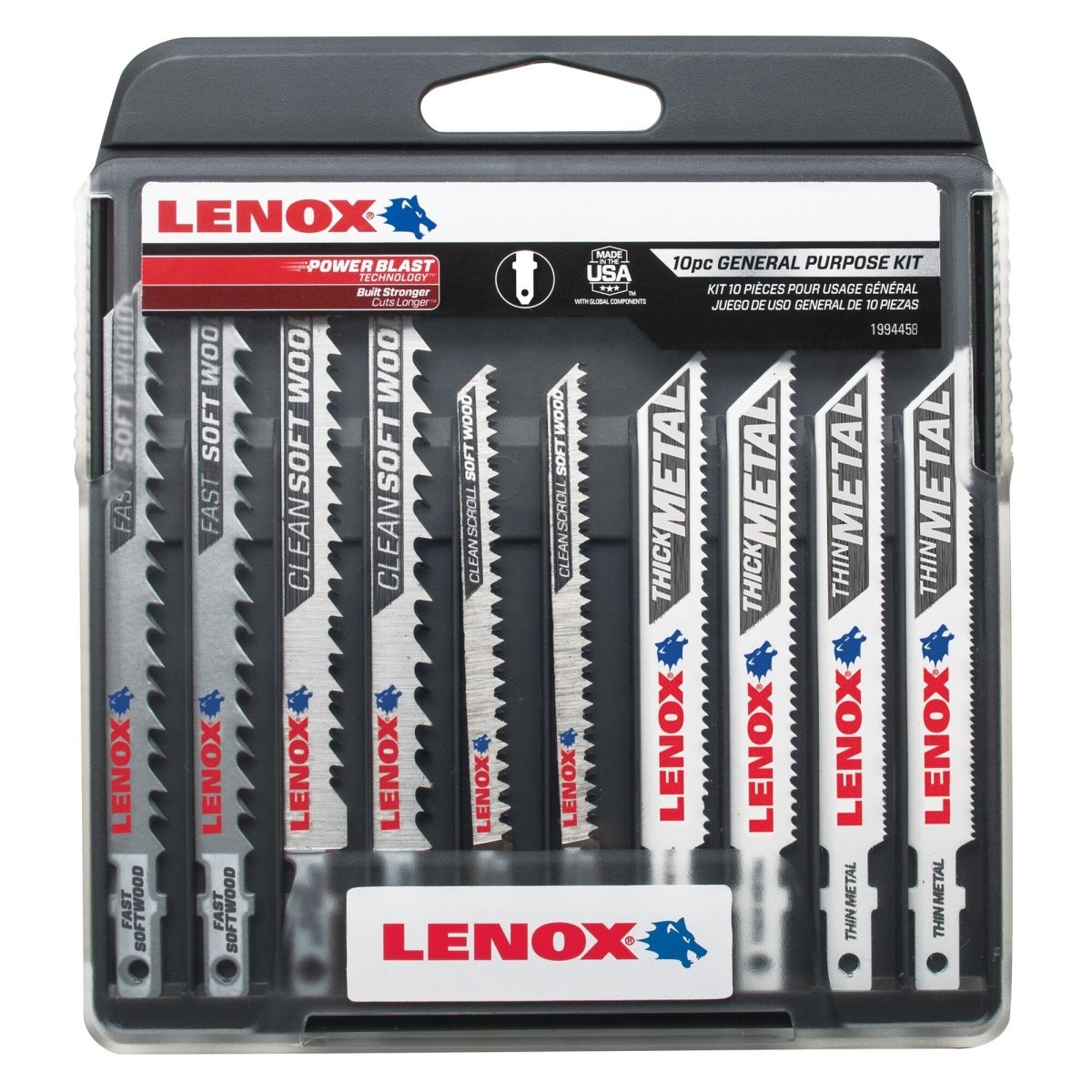 Lenox T - Shank General Purpose Jig Saw Blade Kit With Hard Case, 10 - Piece - AAA Industrial Supply