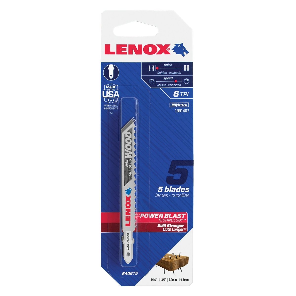 Lenox Tools T - Shank General Purpose Jig Saw Blade, 4 - Inch X 3/8 - Inch 6 Tpi, 5 - Pack - AAA Industrial Supply