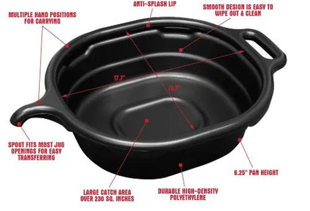 Lisle 4.5 Gallon Oval Drain Pan, Black - AAA Industrial Supply