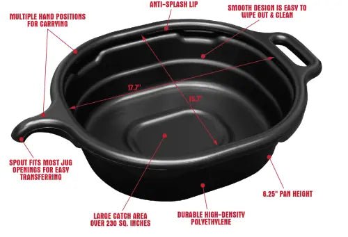 Lisle 4.5 Gallon Oval Drain Pan, Black - AAA Industrial Supply