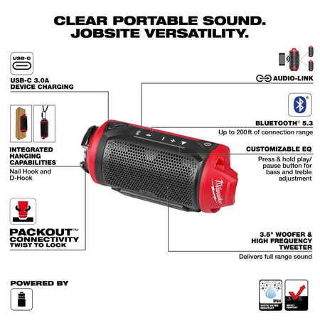 M12™ Bluetooth® Jobsite Speaker w/ PACKOUT™ Compatibility - AAA Industrial Supply