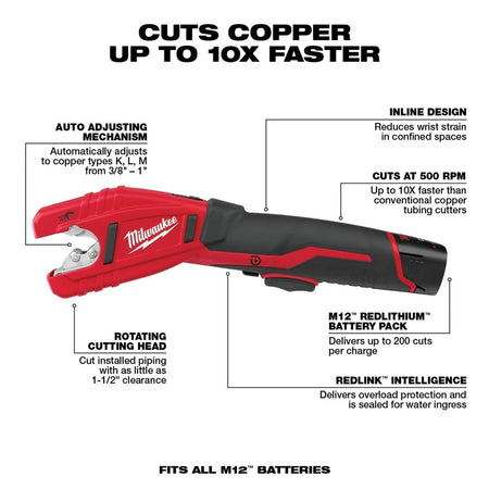 M12™ Cordless Lithium - Ion Copper Tubing Cutter Kit - AAA Industrial Supply